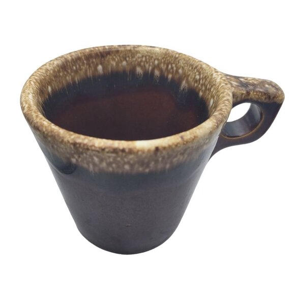 Hull Cup Mug Brown Drip Glaze Oven Proof Coffee Tea‎ Square Handle Set Pair Two - Picture 2 of 12